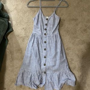 blue and white dress